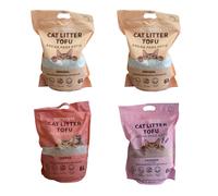 COTTECOTA - Pack 4 Arena Tofu para Gatos 6 L Vainilla Lavanda Café Tofu ecológico Vegetal, Lecho natural para Gatos Libre de Polvo Arena Natural Aglomerante ,Arena para mascota vegetal absorvente ,