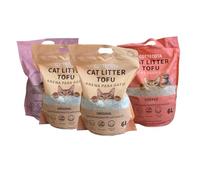 COTTECOTA Pack de 4 Bolsas Arena para Gatos de Tofu Natural, 100% Vegetal, Aglomerante y Absorvente, Libre de Polvo, 6L, 3 Olores a Elegir, Vainilla, Lavanda y Café (V2+C1+L1)