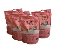COTTECOTA Pack de 4 Bolsas Arena para Gatos de Tofu Natural, 100% Vegetal, Aglomerante y Absorvente, Libre de Polvo, 6L, 3 Olores a Elegir, Vainilla, Lavanda y Café (Café)