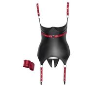 Cottelli Bondage Basque Set para mujer Negro/Rojo S