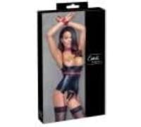Cottelli Bondage Basque Set para mujer Negro/Rojo XL