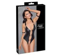 Cottelli Bondage - body abierto con aros, negro brillante - M