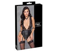 Cottelli Bondage - body negro con encaje y cuello halter