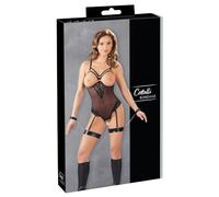 Cottelli Bondage - Body y esposas con anillas de metal (negro) - M