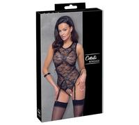 Cottelli Bondage - Body de encaje con tiras (negro)