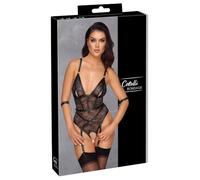 Cottelli Bondage Body de tirantes abiertos con esposas para mujer Negro L