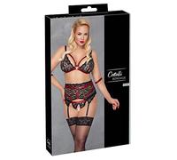 Cottelli Bondage Conjunto de sujetador bondage para mujer Black/Red XL