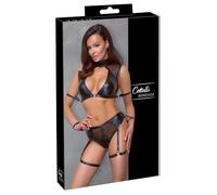 Cottelli Bondage - Conjunto sujetador con inserto de malla (negro) - M