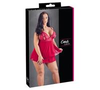 Cottelli Tallas Grandes - Babydoll Rojo de Encaje y Gasa - 2XL