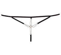 Cottelli - Tanga femenina minimalista con estrás (negro)