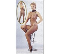 Cottelli Collection Catsuit De Red Abierto Con Cuello De Encaje Negro