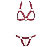 Cottelli - Conjunto de Sujetador Abierto con Anillos Metálicos (Rojo)