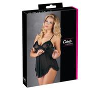 Cottelli - Sexy babydoll con volantes (negro) - XXL