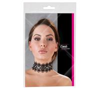 Cottelli - Collar de encaje con perlas y strass (negro)