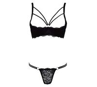 Cottelli - Sujetador anillos con tanga (negro) - 85B/L