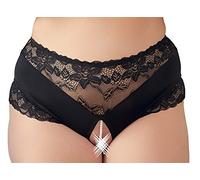 Cottelli Talla Plus - braga abierta de encaje con perlas (negra) - 3XL