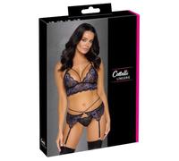 Cottelli Collection Ropa interior erótica de cuero y látex para mujer BH Strapsset XL