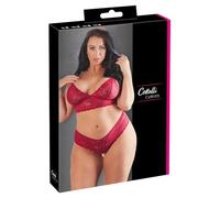 Cottelli Collection Ropa interior erótica de cuero y látex para mujer BH und Rio rot 4XL