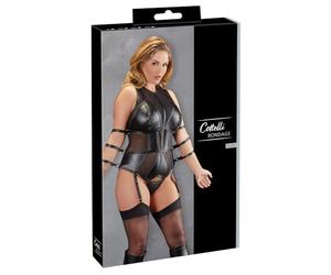 Cottelli Collection Ropa interior erótica de cuero y látex para mujer Body Bondage 3XL