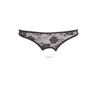 Cottelli - Tanga de encaje negro abierto con perlas - M