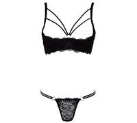 Cottelli - Sujetador anillos con tanga (negro) - 80B/M