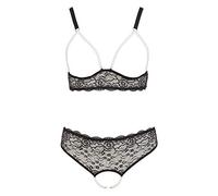 Cottelli Plus Size - set de sujetador con perlas (negro) - 3XL