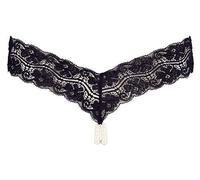 Cottelli - Tanga de Encaje con Doble Perla (Negro) - L