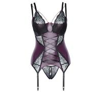 Cottelli Curves Basque Set para mujer Púrpura/Negro 90D/XL