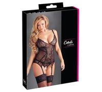 Cottelli Collection – Guepiere Basque – Top de encaje con cinta para mujer – Negro XXL