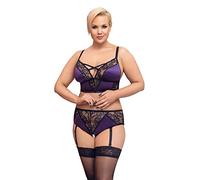 Cottelli Curves Conjunto de sujetador para mujer Purple/Black 4XL