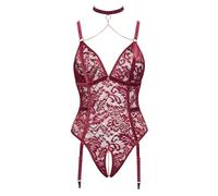 Cottelli CURVES Crotchless Body Moldeador, Burdeos, 3XL para Mujer