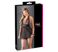 Cottelli Plus Size - babydoll de encaje ligero (negro) - 4XL