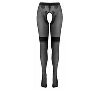 Cottelli Legwear Medias con entrepierna abierta para mujer Color de piel claro/negro 3