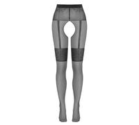 Cottelli Legwear Medias con entrepierna abierta para mujer Negro 3