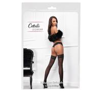Cottelli Legwear Medias de sujeción con parte superior de encaje para mujer Negro 4