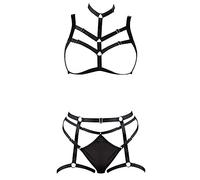 Cottelli - Conjunto de lencería negra con arnés decorativo (Tallas S-L)