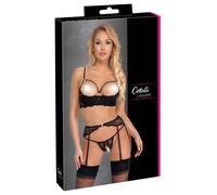 Cottelli LINGERIE Aro Peek A Boo-Hebe-Bh Y Ouvert Tanga Con Liguero