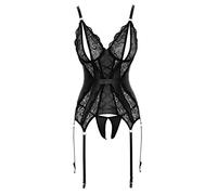 Cottelli - Conjunto encaje brillante abierto (negro) - M