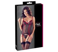 Cottelli Lingerie Basque y Tanga para mujer Negro/Rojo 85B/L