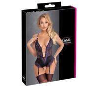 Cottelli Lingerie Body abierto con correas para mujer Negro/Morado XL