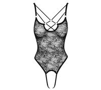Cottelli Lingerie Body de encaje abierto para mujer Negro S