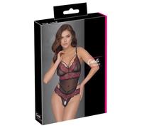 Cottelli Lingerie Body sin entrepierna para mujer Negro/Rojo L/XL