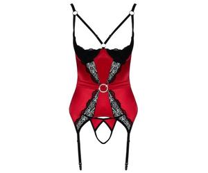 Cottelli Lingerie Camisa con tirantes Set para mujer Rojo/Negro L
