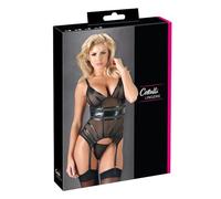Cottelli - blusa transparente a rayas brillantes (negra)