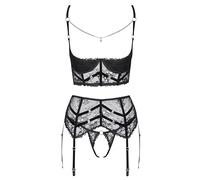 Cottelli Lingerie - Conjunto de sujetador para mujer, cadena negra, 80B/M
