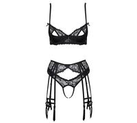 Cottelli Lingerie - Conjunto de sujetador y tirantes para mujer, color negro, 85C/L