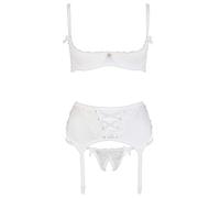 Cottelli - Conjunto elevador de busto con encaje y cordones (blanco) - 85C/L