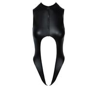 Cottelli Lingerie Crotchless Body con cremallera para mujer Negro S