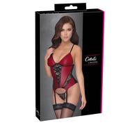 Cottelli LINGERIE Liguero Y Tanga Rojo/Negro Con Caliente Inserciones de Encaje