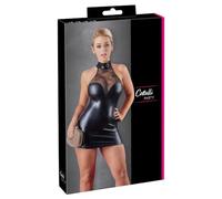 Cottelli - Vestido mini brillante con encaje y cuello halter (negro) - L